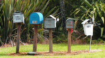 row of letter boxes