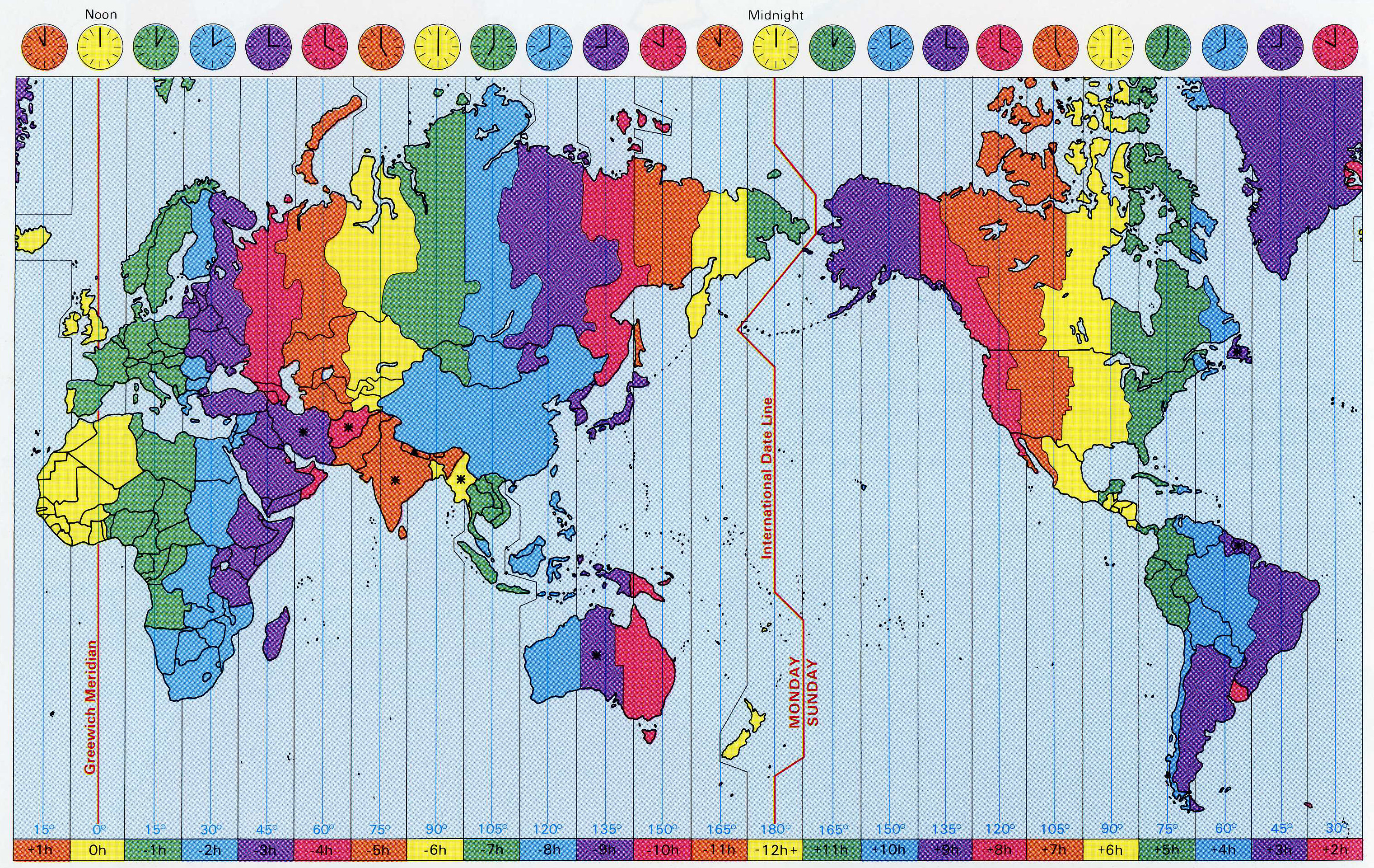 International map of time zones