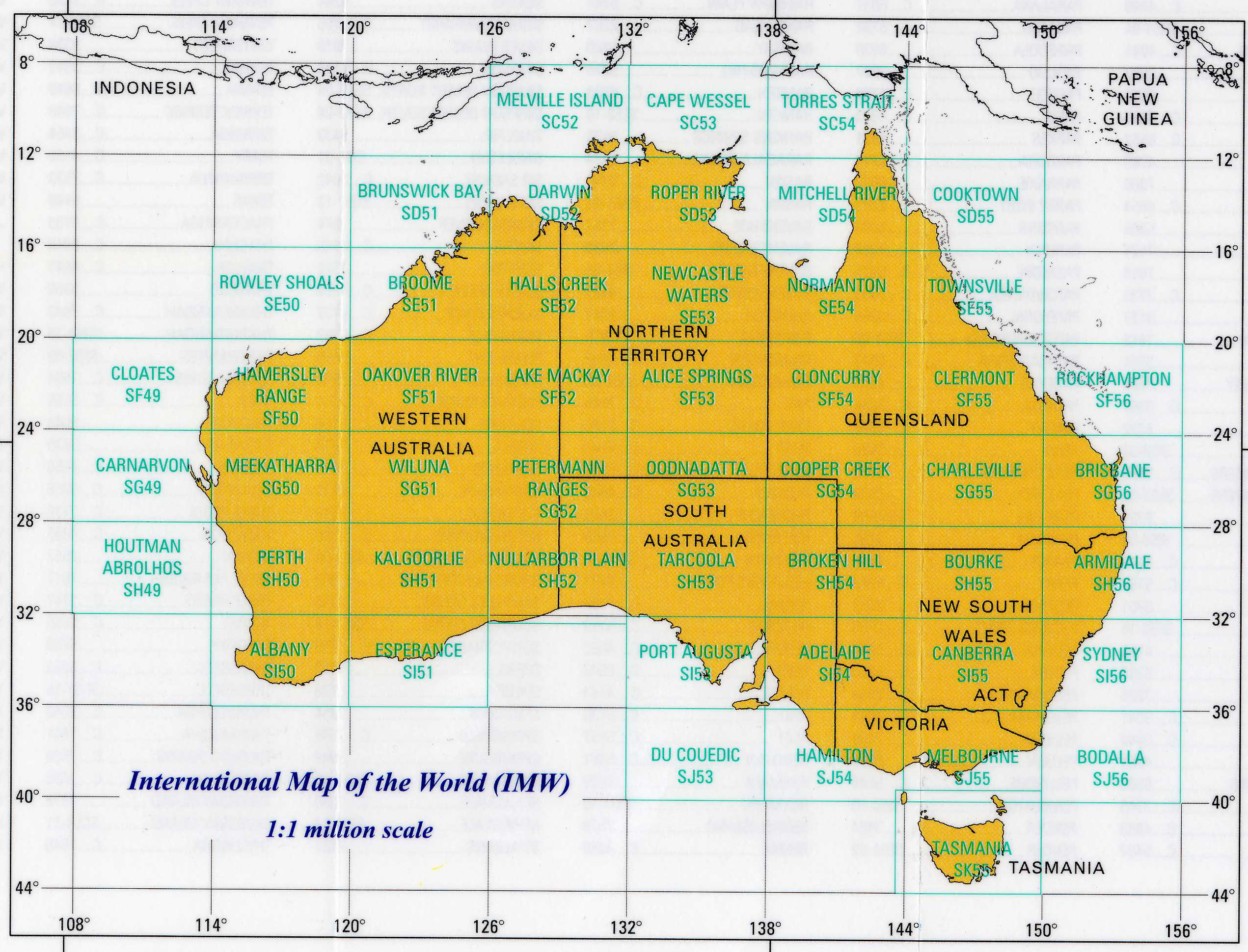 Index for the IMW maps which cover Australia