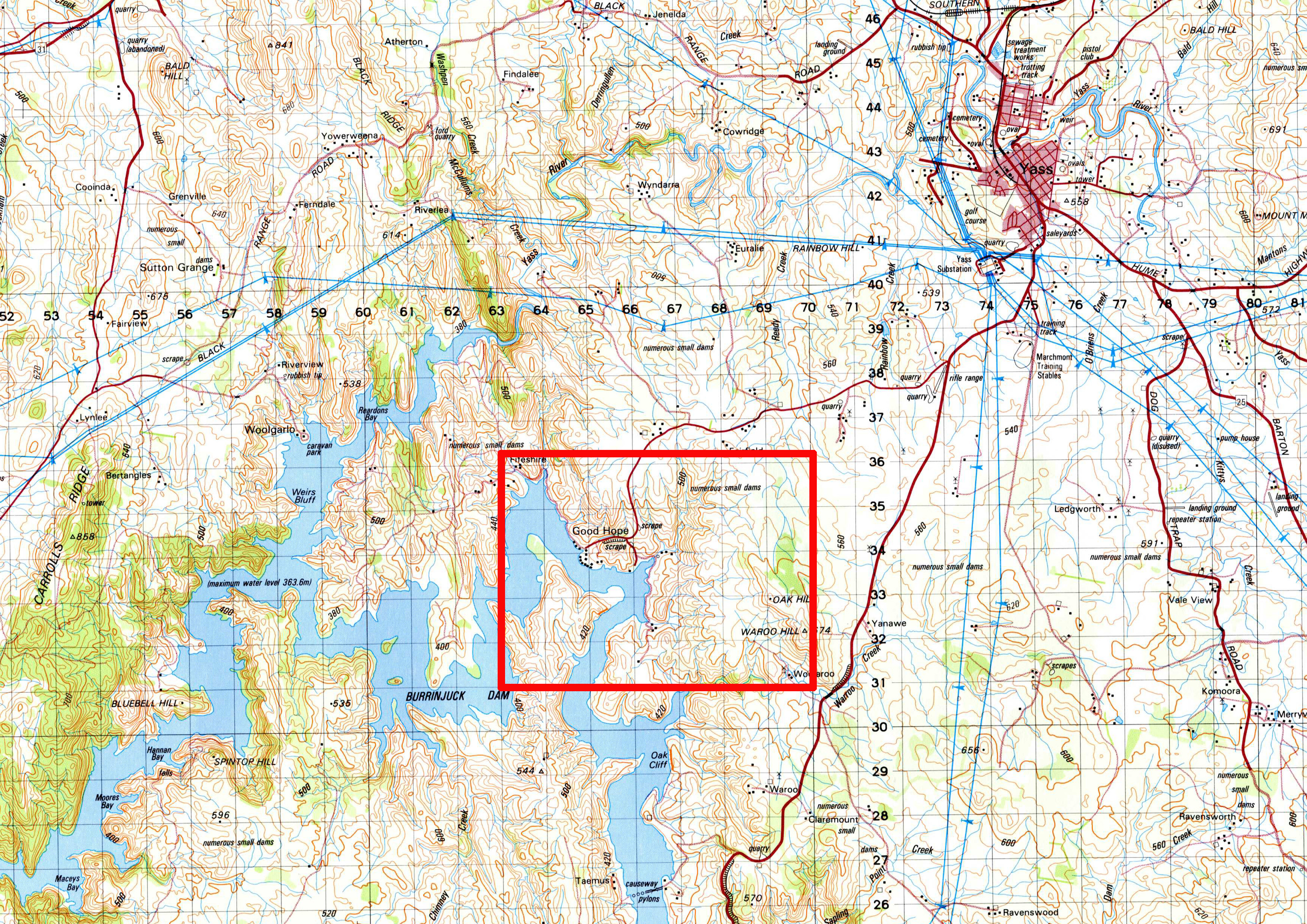 Map of Yass 100k scale